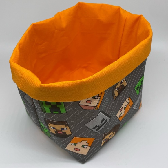 Minecraft Fabric Basket / Kids Room Decor / Handmade Fabric Basket - Picture 2 of 2